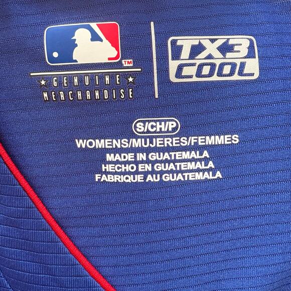 Chicago Cubs Shirt WMN Sm TX3 Cool Blue Red Metallic Snap Collar Short Slv MLB - Picture 11 of 11